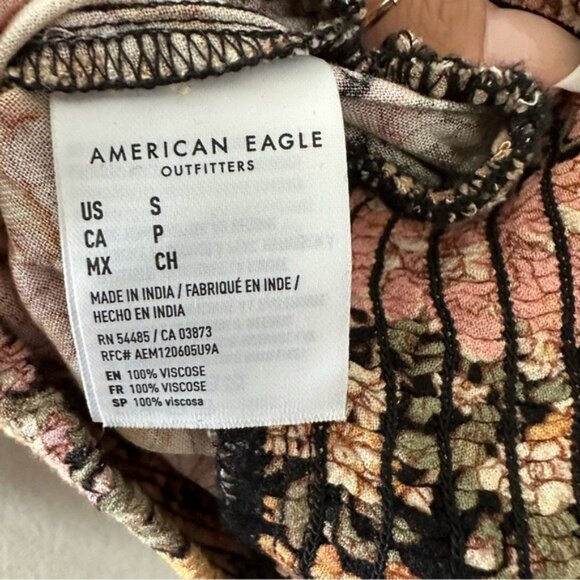 American Eagle Black Floral Wrap Blouse Women’s Size Small Romantic Boho - Picture 9 of 10